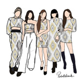 White Yellow Ikat Digital Printed Fabric Material